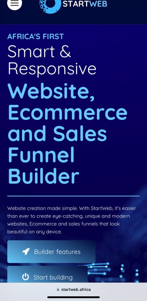 Startweb welcome page, credit, Smartpreneur